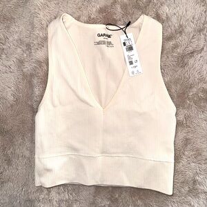 Garage Plunged Crop Top in Cream